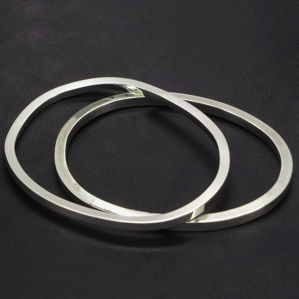 Two Square Wire Bangle Bracelets - Medium